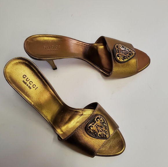 Authentic Gucci gold leather sandals size 37.5 - Picture 6 of 7
